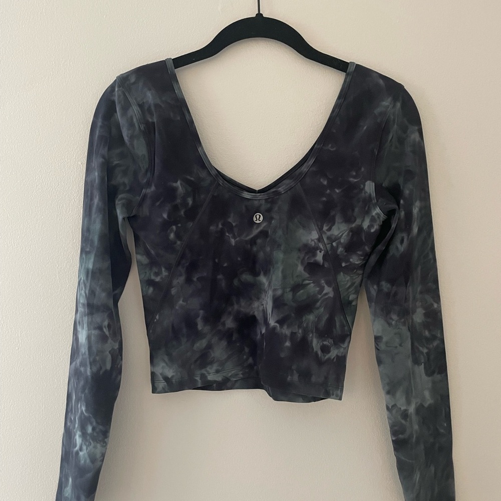 lululemon Align Long Sleeve Shirt Diamond Dye Silver Blue Tie-dye - Picture 2 of 3